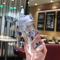 New Cartoon Bounce Lid Plastic Straw Cup With Lanyard Scale Children's Water Bottle Heat-resistant Drop-resistant No Leakage Cup sku image 1