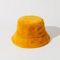 Autumn And Winter New Imitation Rabbit Fur And Velvet Fisherman Hat Women's Thickened Warm Basin Hat Fashionable  Bucket Hat Candy Color sku image 6