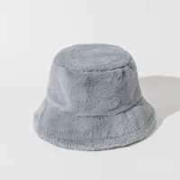 Autumn And Winter New Imitation Rabbit Fur And Velvet Fisherman Hat Women's Thickened Warm Basin Hat Fashionable  Bucket Hat Candy Color sku image 11