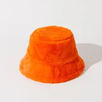 Autumn And Winter New Imitation Rabbit Fur And Velvet Fisherman Hat Women's Thickened Warm Basin Hat Fashionable  Bucket Hat Candy Color sku image 12