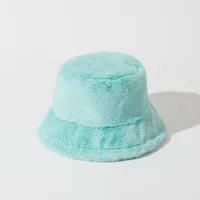 Autumn And Winter New Imitation Rabbit Fur And Velvet Fisherman Hat Women's Thickened Warm Basin Hat Fashionable  Bucket Hat Candy Color sku image 15
