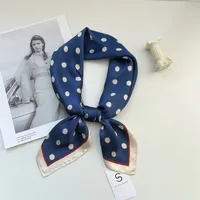 Silk Scarf Square High-grade Sense New Korean-style  Poll Dot Professional Small Scarf Printed Scarf Sunscreen Shawl Hair Belt main image 2