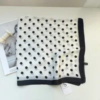 Silk Scarf Square High-grade Sense New Korean-style  Poll Dot Professional Small Scarf Printed Scarf Sunscreen Shawl Hair Belt sku image 1