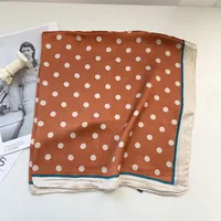 Silk Scarf Square High-grade Sense New Korean-style  Poll Dot Professional Small Scarf Printed Scarf Sunscreen Shawl Hair Belt sku image 3