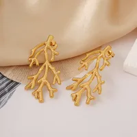 Europe And America Cross Border Hot Sale Seaweed-Shaped Fashionable All-Match Stainless Steel Earrings Female Furnace Vacuum Vapor Plating 18K Gold Earrings Earrings main image 5