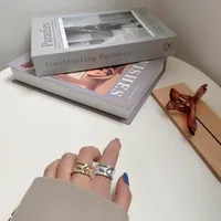 18K Gold Plated Silver Plated 925 Sterling Silver Paisley Round Solid Color Wide Band Rings Open Rings Rings main image 6