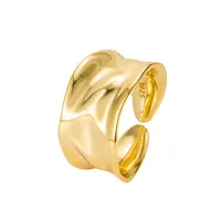 18K Gold Plated Silver Plated 925 Sterling Silver Paisley Round Solid Color Wide Band Rings Open Rings Rings main image 8
