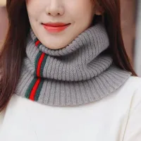 Autumn And Winter New Warm Knitted Hat Women's Striped Geometric Neck Protection Scarf Pure Color Cover Fashion Couple main image 5