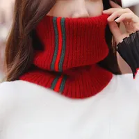 Autumn And Winter New Warm Knitted Hat Women's Striped Geometric Neck Protection Scarf Pure Color Cover Fashion Couple sku image 6