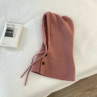 Balaclava Women's South Korea Winter Warm Hat Scarf Integrated Knitted Earflaps Woolen Cap High Sense sku image 6