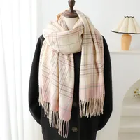 New Plaid Artificial Cashmere Scarf Autumn And Winter Korean Style Simple All-Matching Warm Scarf Women's Thickened Tassel Shawl main image 4