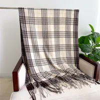 New Plaid Artificial Cashmere Scarf Autumn And Winter Korean Style Simple All-Matching Warm Scarf Women's Thickened Tassel Shawl sku image 5
