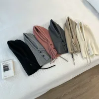 Balaclava Women's South Korea Winter Warm Hat Scarf Integrated Knitted Earflaps Woolen Cap High Sense main image 2