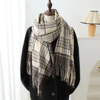 New Plaid Artificial Cashmere Scarf Autumn And Winter Korean Style Simple All-Matching Warm Scarf Women's Thickened Tassel Shawl main image 3