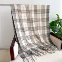 New Plaid Artificial Cashmere Scarf Autumn And Winter Korean Style Simple All-Matching Warm Scarf Women's Thickened Tassel Shawl sku image 3