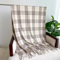 New Plaid Artificial Cashmere Scarf Autumn And Winter Korean Style Simple All-Matching Warm Scarf Women's Thickened Tassel Shawl sku image 4