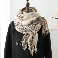New Plaid Artificial Cashmere Scarf Autumn And Winter Korean Style Simple All-Matching Warm Scarf Women's Thickened Tassel Shawl main image 5