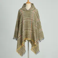 Hooded Cape Plaid Scarf Cashmere Winter Outerwear Warm Shawl New Poncho Best Seller In Europe And America Cloak main image 1