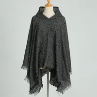 Hooded Cape Plaid Scarf Cashmere Winter Outerwear Warm Shawl New Poncho Best Seller In Europe And America Cloak sku image 3