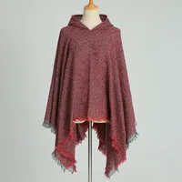 Hooded Cape Plaid Scarf Cashmere Winter Outerwear Warm Shawl New Poncho Best Seller In Europe And America Cloak sku image 6