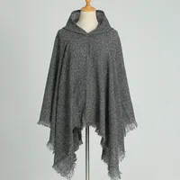 Hooded Cape Plaid Scarf Cashmere Winter Outerwear Warm Shawl New Poncho Best Seller In Europe And America Cloak sku image 4
