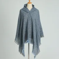Hooded Cape Plaid Scarf Cashmere Winter Outerwear Warm Shawl New Poncho Best Seller In Europe And America Cloak sku image 5