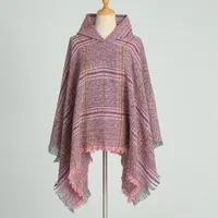 Hooded Cape Plaid Scarf Cashmere Winter Outerwear Warm Shawl New Poncho Best Seller In Europe And America Cloak sku image 9