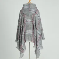 Hooded Cape Plaid Scarf Cashmere Winter Outerwear Warm Shawl New Poncho Best Seller In Europe And America Cloak main image 5