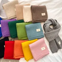 Knitted Scarf Pure Color All-Matching Autumn And Winter Warm Scarf Long Student Scarf Candy Color Bright Basic Korean Style main image 1