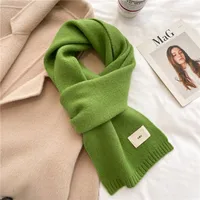 Knitted Scarf Pure Color All-Matching Autumn And Winter Warm Scarf Long Student Scarf Candy Color Bright Basic Korean Style sku image 2