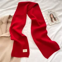 Knitted Scarf Pure Color All-Matching Autumn And Winter Warm Scarf Long Student Scarf Candy Color Bright Basic Korean Style main image 3