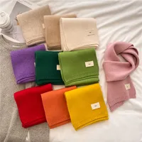Knitted Scarf Pure Color All-Matching Autumn And Winter Warm Scarf Long Student Scarf Candy Color Bright Basic Korean Style main image 4