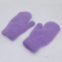 Rabbit Fur Gloves Korean Dongdaemun Winter Warm Women's Bag Finger Fleece-lined Thickened Multi-finger Solid Color Glove Bag Finger Gloves sku image 6