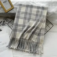 Unisex Casual Simple Style Lattice Imitation Cashmere Tassel Scarf sku image 12