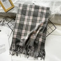 Unisex Casual Simple Style Lattice Imitation Cashmere Tassel Scarf sku image 4