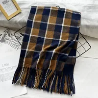 Unisex Casual Simple Style Lattice Imitation Cashmere Tassel Scarf sku image 18