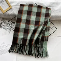 Unisex Casual Simple Style Lattice Imitation Cashmere Tassel Scarf sku image 5