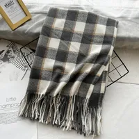 Unisex Casual Simple Style Lattice Imitation Cashmere Tassel Scarf sku image 19
