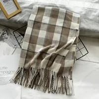 Unisex Casual Simple Style Lattice Imitation Cashmere Tassel Scarf sku image 20