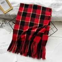 Unisex Casual Simple Style Lattice Imitation Cashmere Tassel Scarf sku image 6
