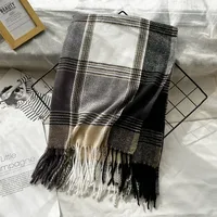 Unisex Casual Simple Style Lattice Imitation Cashmere Tassel Scarf sku image 22