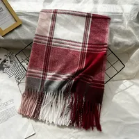Unisex Casual Simple Style Lattice Imitation Cashmere Tassel Scarf sku image 24