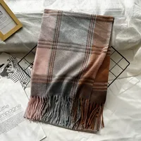 Unisex Casual Simple Style Lattice Imitation Cashmere Tassel Scarf sku image 26