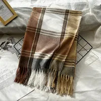 Unisex Casual Simple Style Lattice Imitation Cashmere Tassel Scarf sku image 27