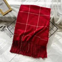 Unisex Casual Simple Style Lattice Imitation Cashmere Tassel Scarf sku image 28