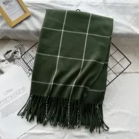 Unisex Casual Simple Style Lattice Imitation Cashmere Tassel Scarf sku image 7