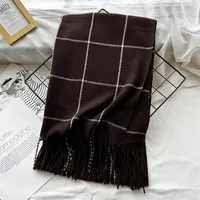 Unisex Casual Simple Style Lattice Imitation Cashmere Tassel Scarf sku image 30
