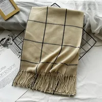 Unisex Casual Simple Style Lattice Imitation Cashmere Tassel Scarf sku image 32
