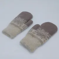 Rabbit Fur Gloves Korean Dongdaemun Winter Warm Women's Bag Finger Fleece-lined Thickened Multi-finger Solid Color Glove Bag Finger Gloves sku image 8