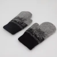 Rabbit Fur Gloves Korean Dongdaemun Winter Warm Women's Bag Finger Fleece-lined Thickened Multi-finger Solid Color Glove Bag Finger Gloves sku image 19